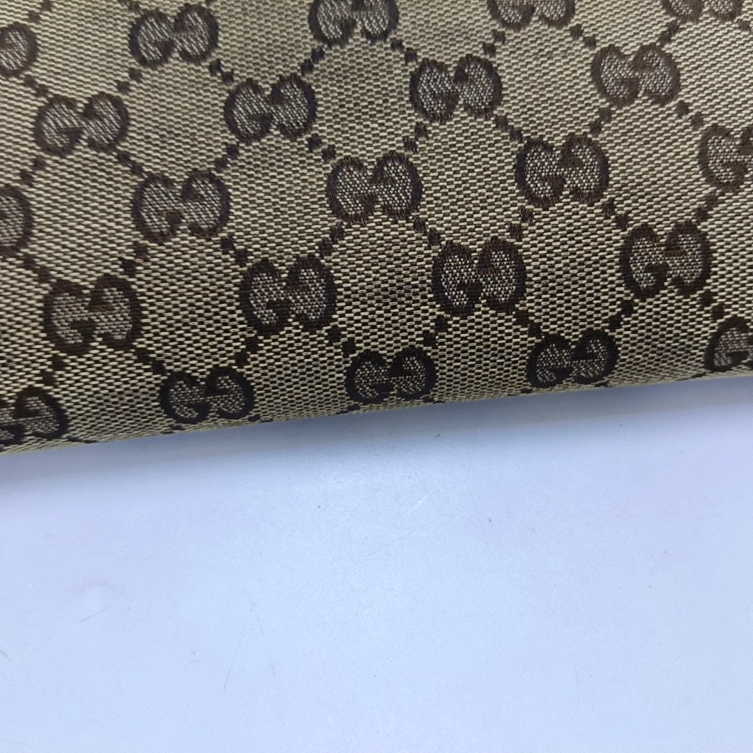 GUCCI Khaki Canvas Monogrammed Wallet Golden hardware-(SKU)-956740009