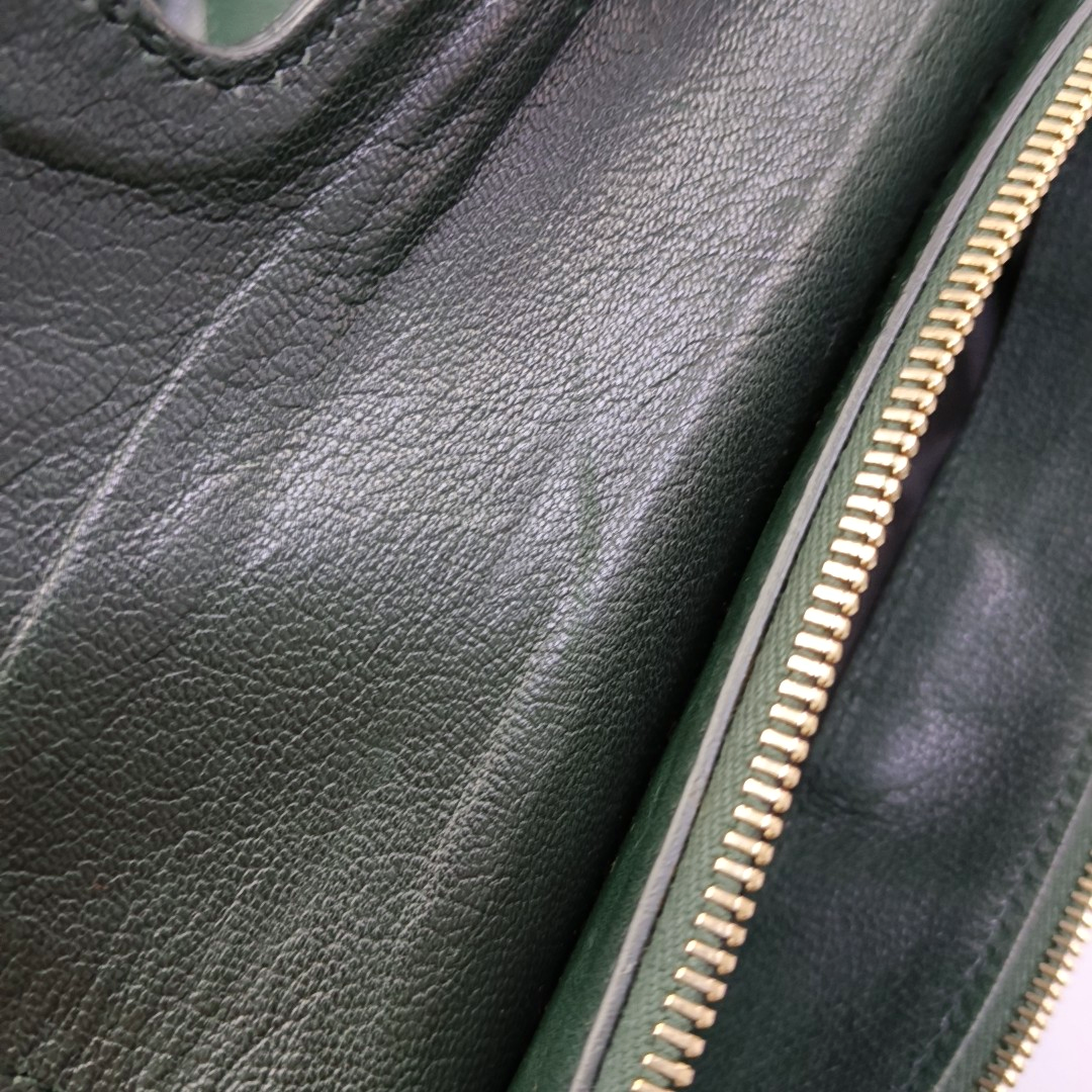 YSL RIVE GAUCHE Dark Green Cowhide Handbag Single Shoulder Bag Crossbody Golden hardware-(SKU)-956521580