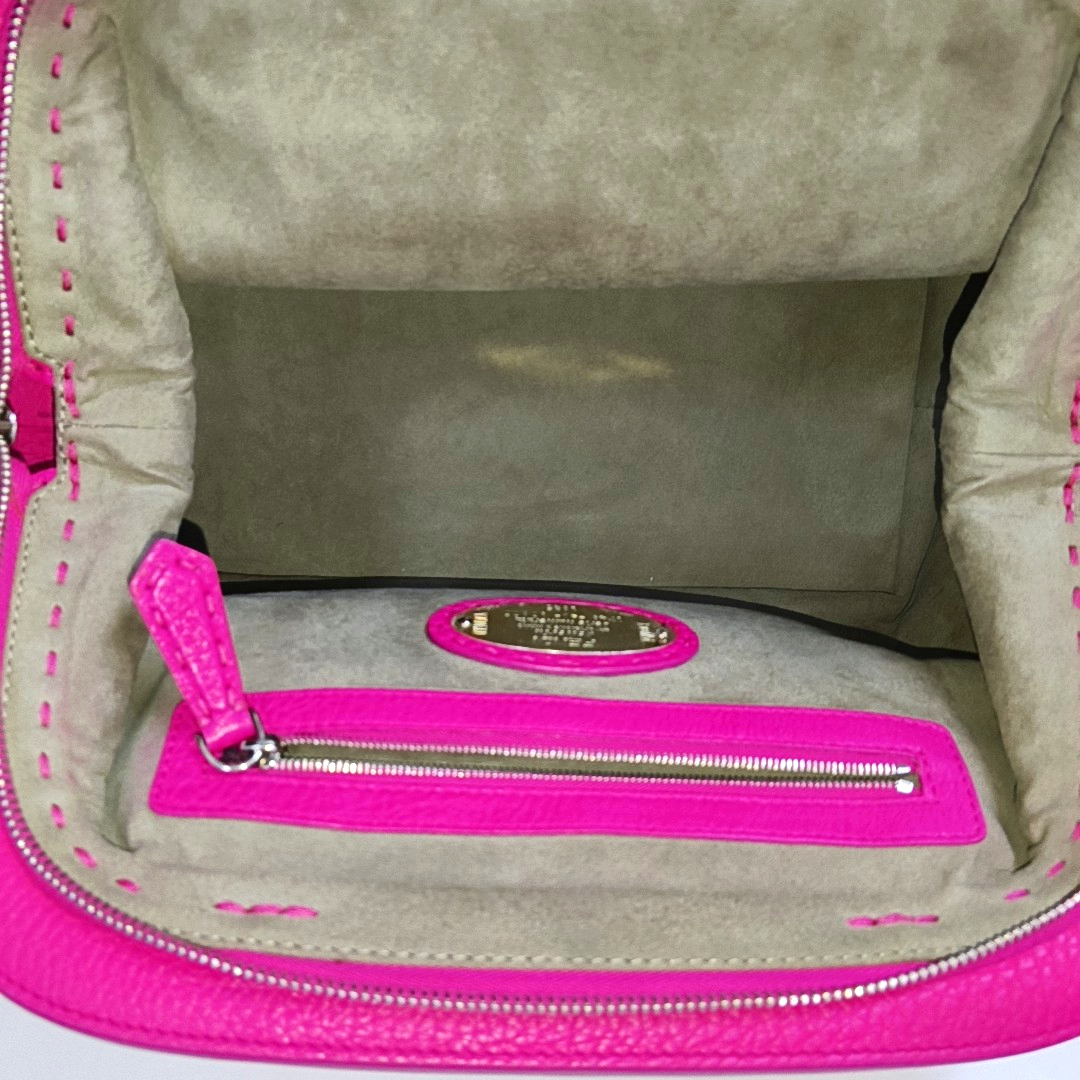 FENDI Tote bag Fuchsia cowhide handbag Silver Hardware-(SKU)-957044385