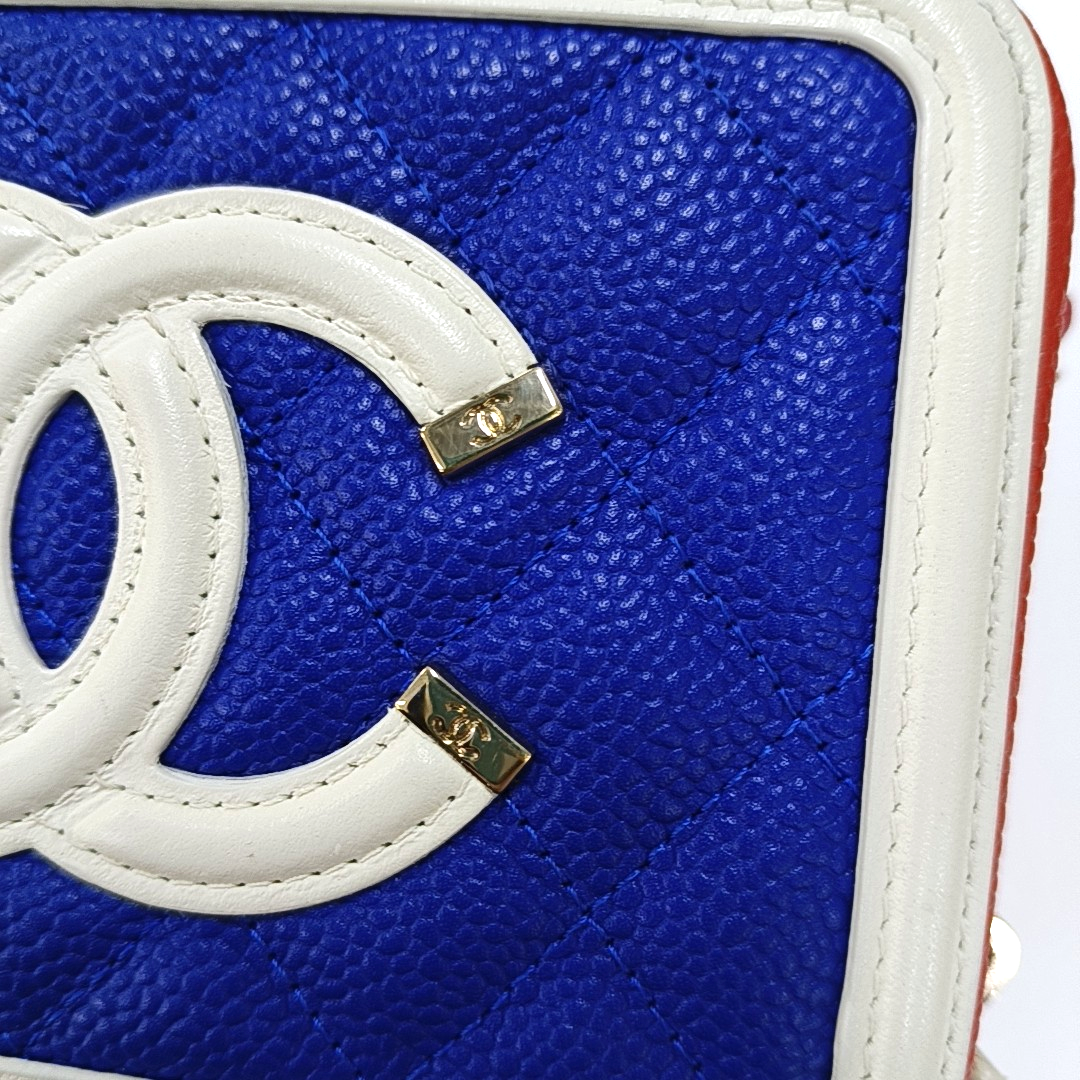 CHANEL FILIGREE Blue Calfskin Quilted Shoulder Bag Tote Crossbody Bag Gold Hardware 27K Clasp-(SKU)-958775150
