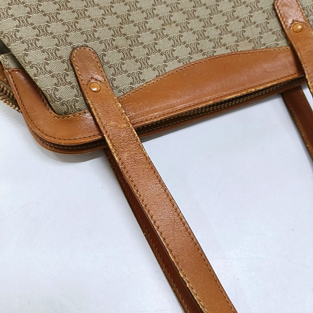 CELINE Tote bag Khaki Coated Canvas Triumph Grained Shoulder Bag Handbag Brown Hardware-(SKU)-947832104