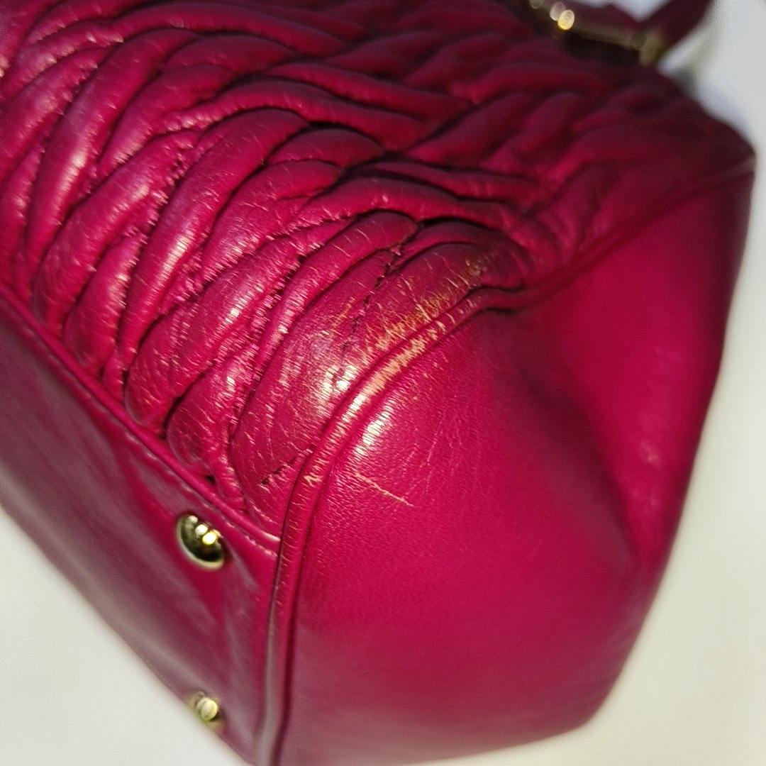 COACH MADISON Fuchsia Leather Single Shoulder Handbag Crossbody Golden hardware-(SKU)-941851369
