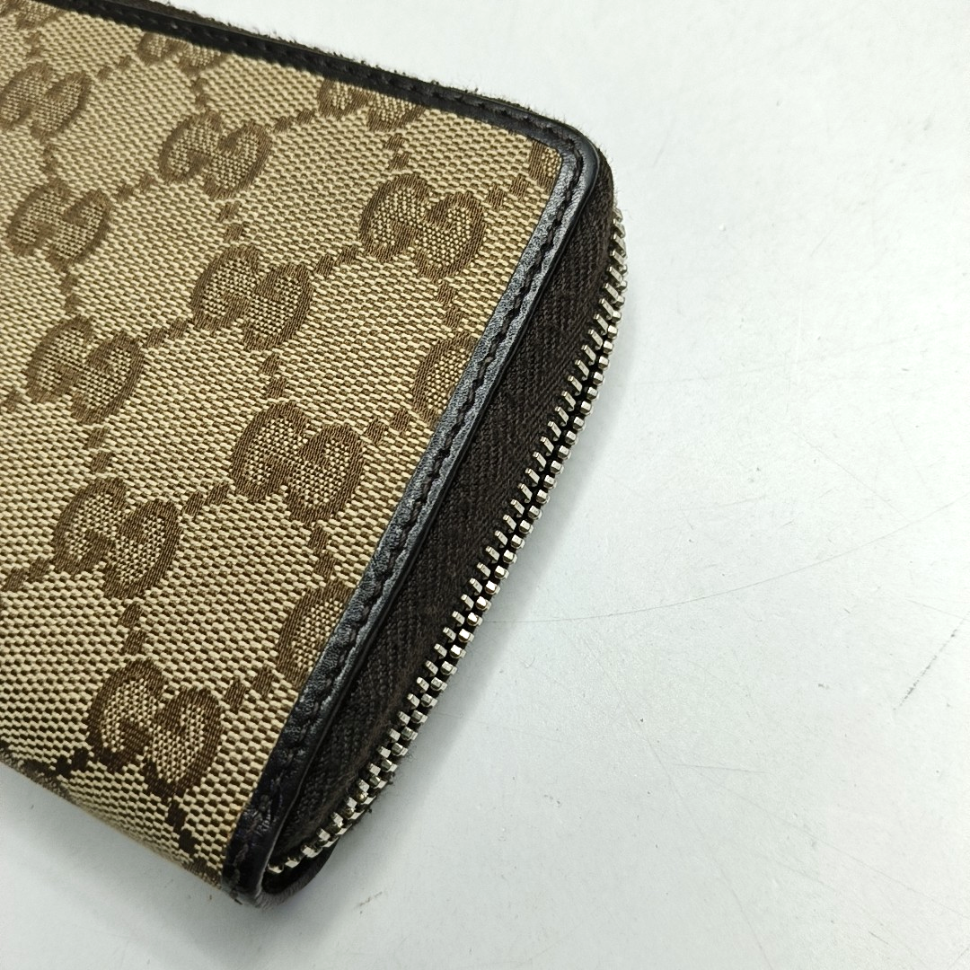 GUCCI Brown Canvas Monogrammed Wallet Silver Hardware-(SKU)-956655178
