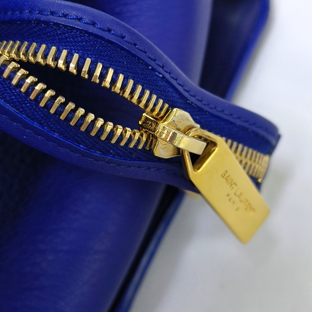 YSL CHYC Y LIGNE Medium size Dark Blue Leather Handbag Golden hardware-(SKU)-955766703