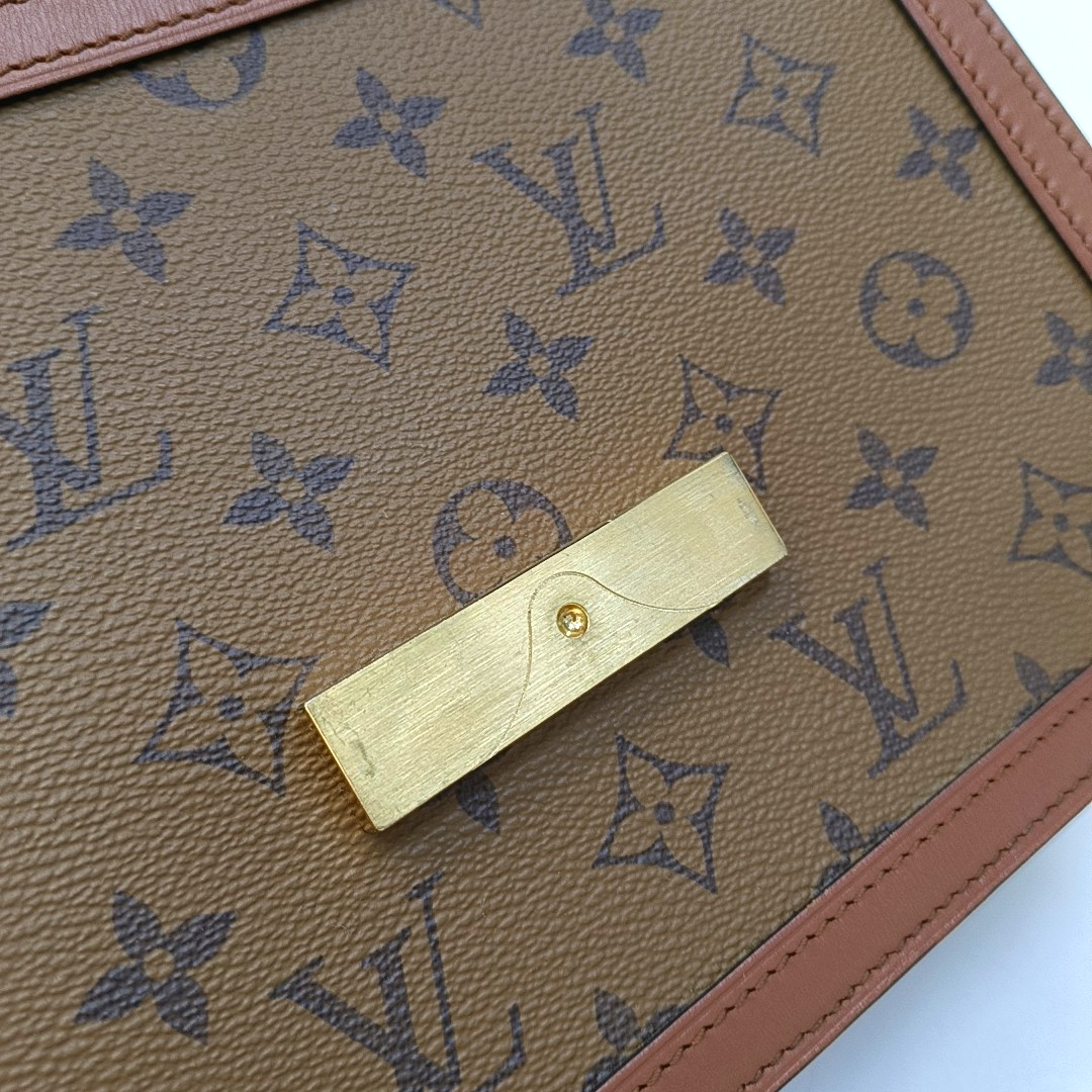 LOUIS VUITTON DAUPHINE Medium Brown Coated Canvas Monogram Vernis Dauphine Shoulder Bag Crossbody with 2 Detachable Straps-(SKU)-957064267