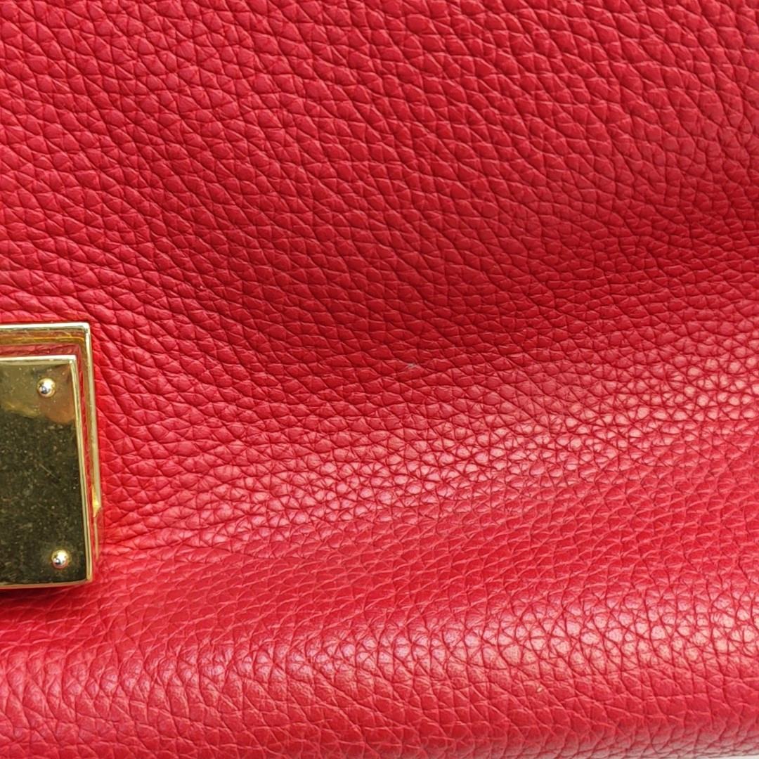 CELINE TRAPEZE Small size Red Leather Swing Bag Single Shoulder Bag Handbag Crossbody Golden hardware Removable shoulder strap-(SKU)-947188995