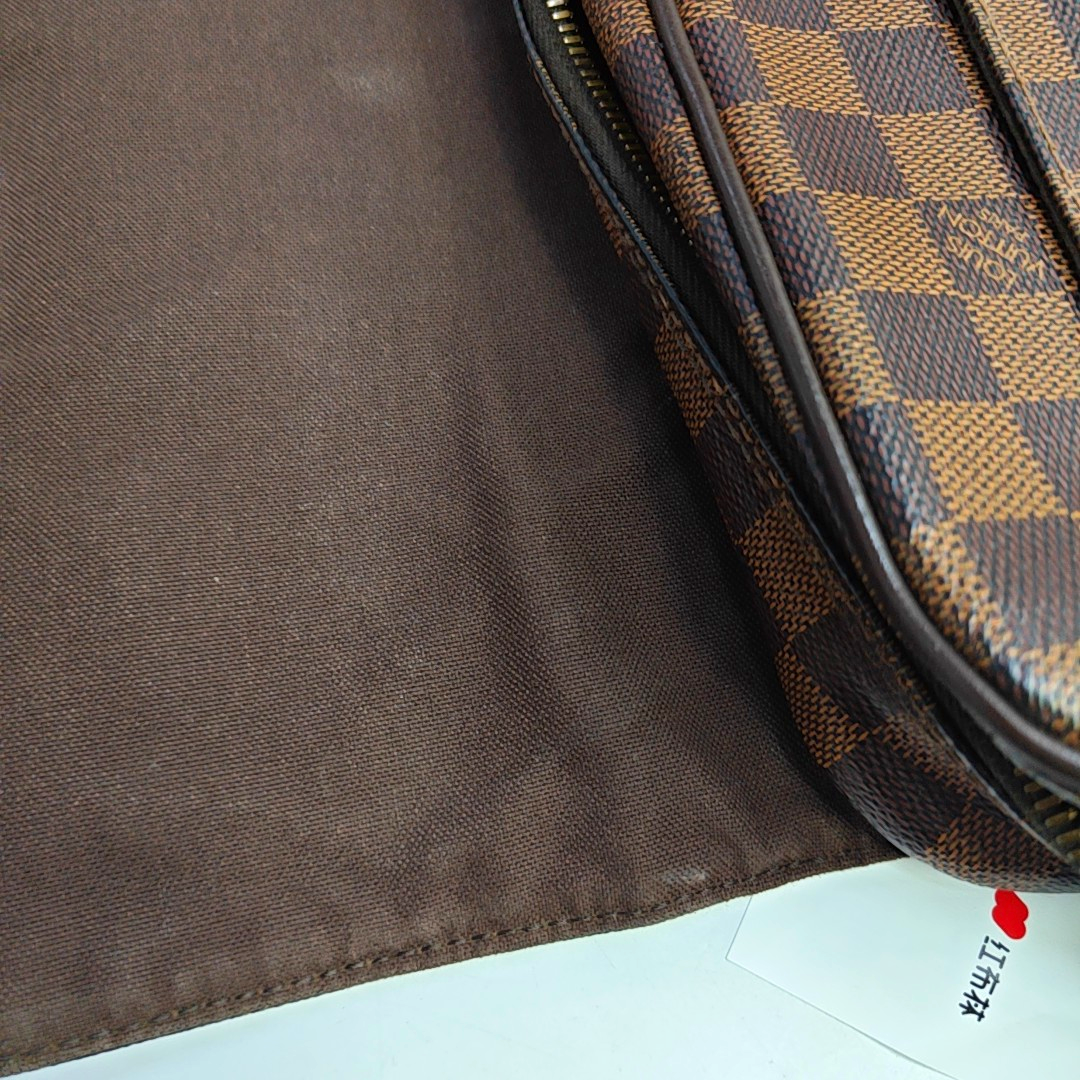 LOUIS VUITTON SHELTON Medium size Brown coated canvas checkered postman bag crossbody single shoulder bag Golden hardware-(SKU)-946505264