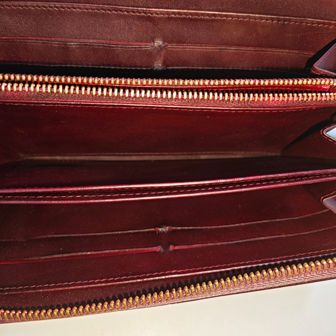 LOUIS VUITTON Burgundy Patent Leather Embossed Wallet Golden hardware-(SKU)-951021477
