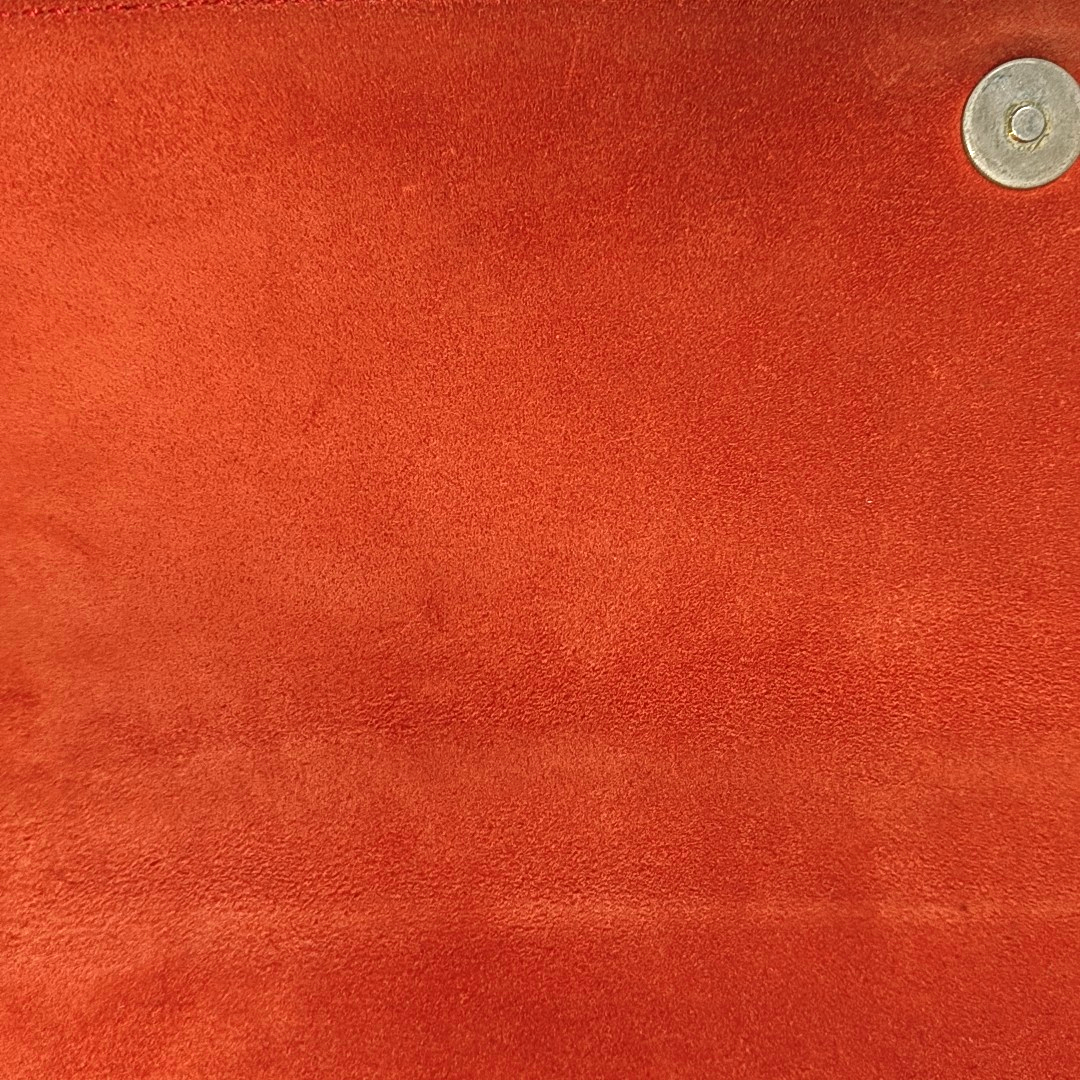 YSL BELLE JOUR Orange Leather Embossed Clutch Silver Hardware-(SKU)-13794790