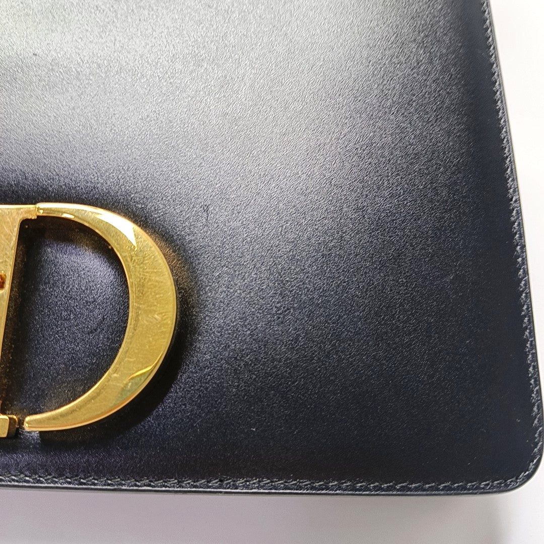 DIOR 30 Montaigne Black Leather Montaigne Bag Shoulder Bag Tote Bag Golden Hardware Removable Strap-(SKU)-966757024