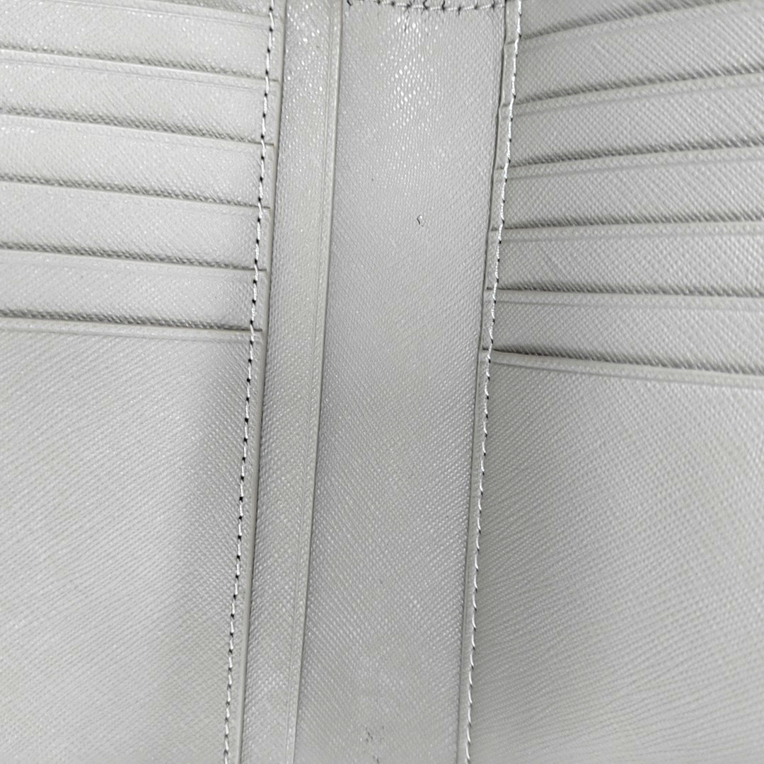 TORY BURCH Gray Leather Embossed Wallet Silver Hardware-(SKU)-14016199