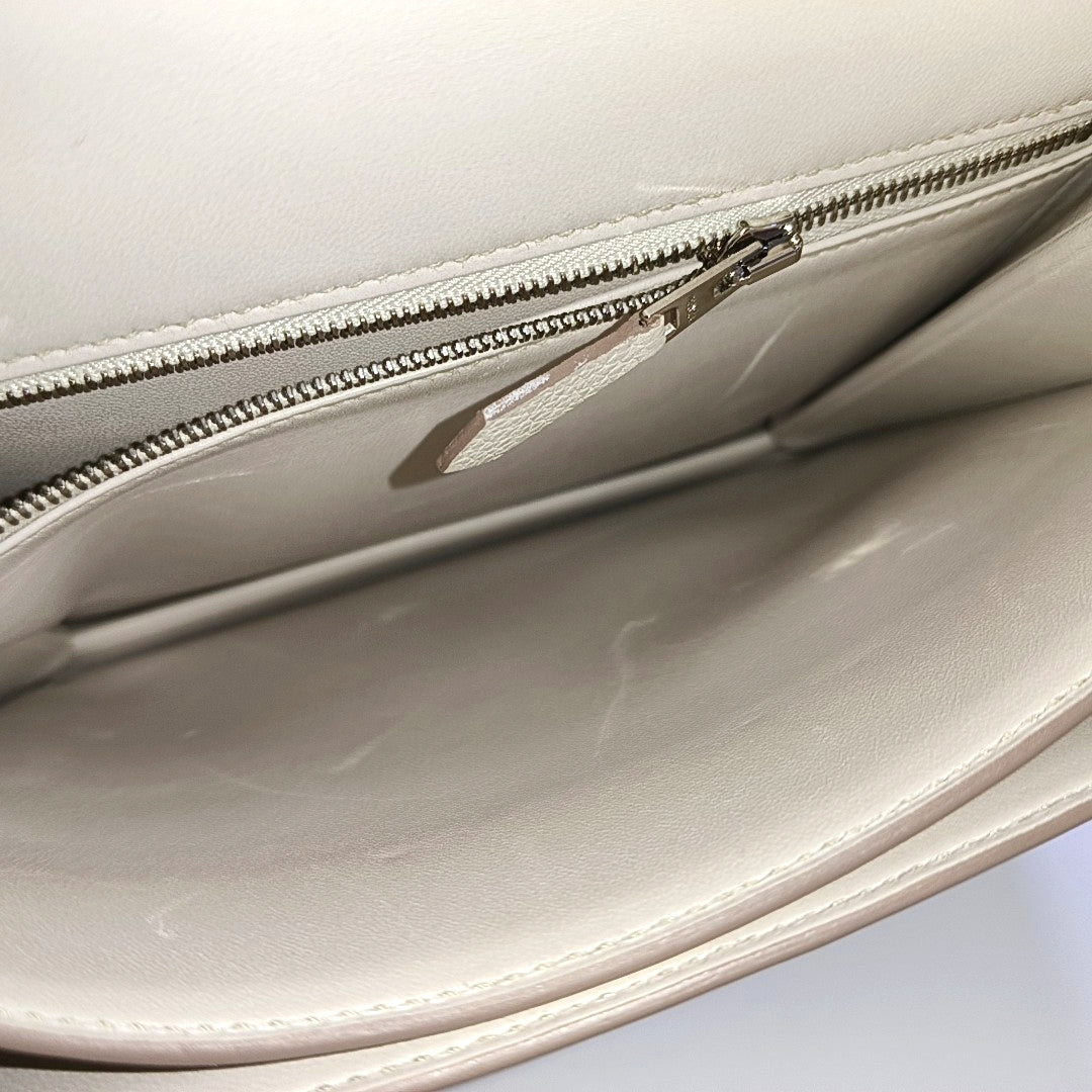 HERMÈS 2002 20 Cement Grey Evercolor Calfskin Crossbody Shoulder Bag with Silver Hardware, C-(SKU)-966838691