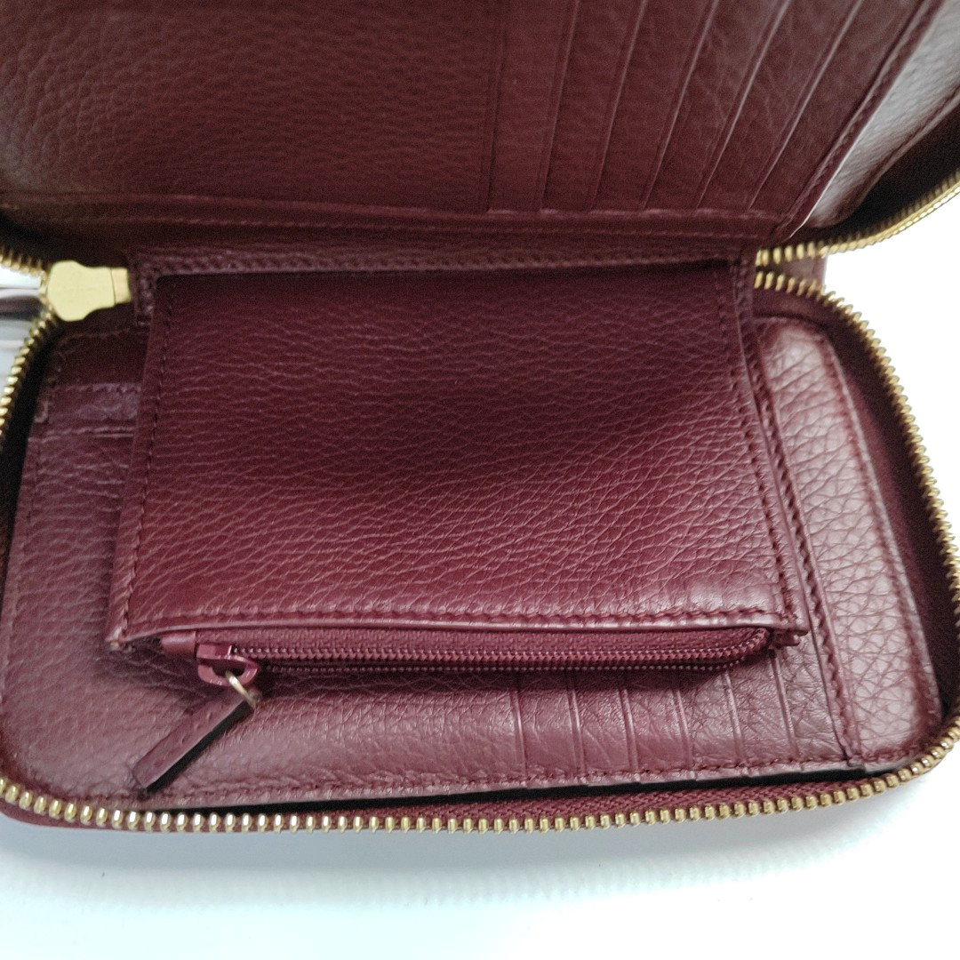 GUCCI Burgundy Calfskin Leather Wallet Gold Red Hardware-(SKU)-954574348