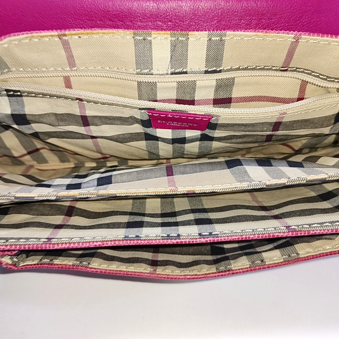 BURBERRY Red Cowhide Embossed Shoulder Bag Tote Silver Hardware-(SKU)-928563763