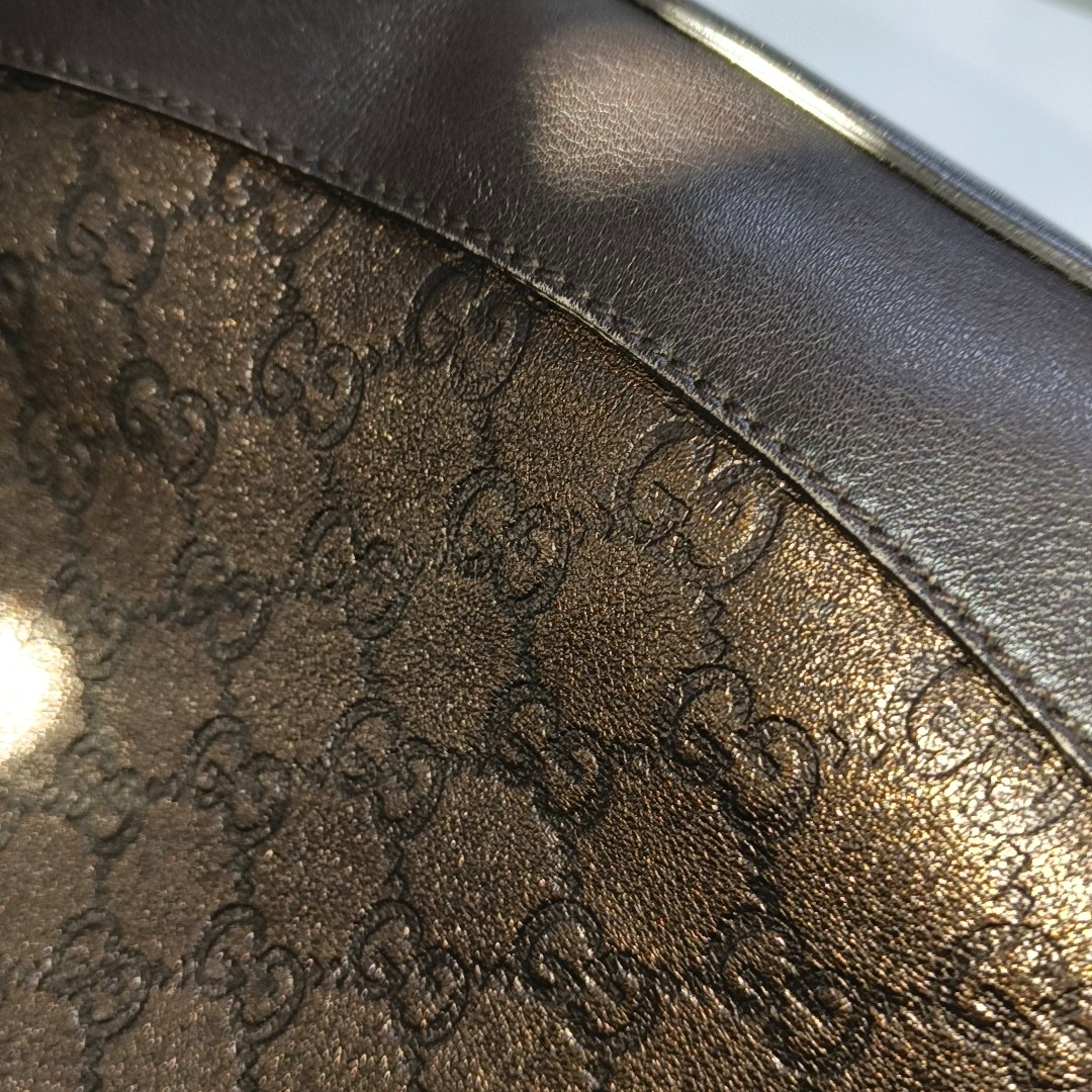 GUCCI Tote bag Dark Brown Cowhide Monogram Crumpled Single Shoulder Bag, Handbag Silver Hardware-(SKU)-929188415