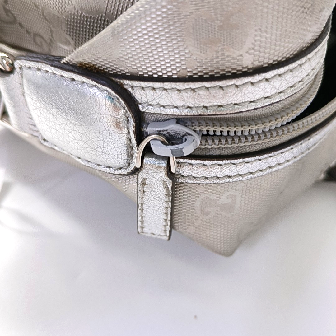 GUCCI Guccissima Silver Coated Canvas Monogram Handbag Single Shoulder Bag Silver Hardware-(SKU)-960541171