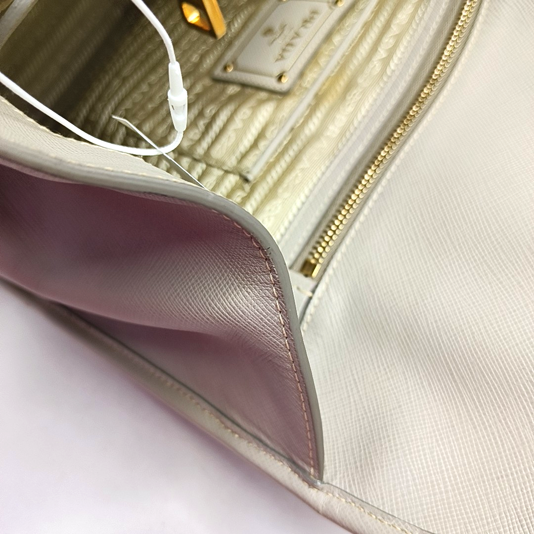 PRADA Gray cowhide single shoulder bag crossbody handbag Golden hardware Removable shoulder strap-(SKU)-959549746
