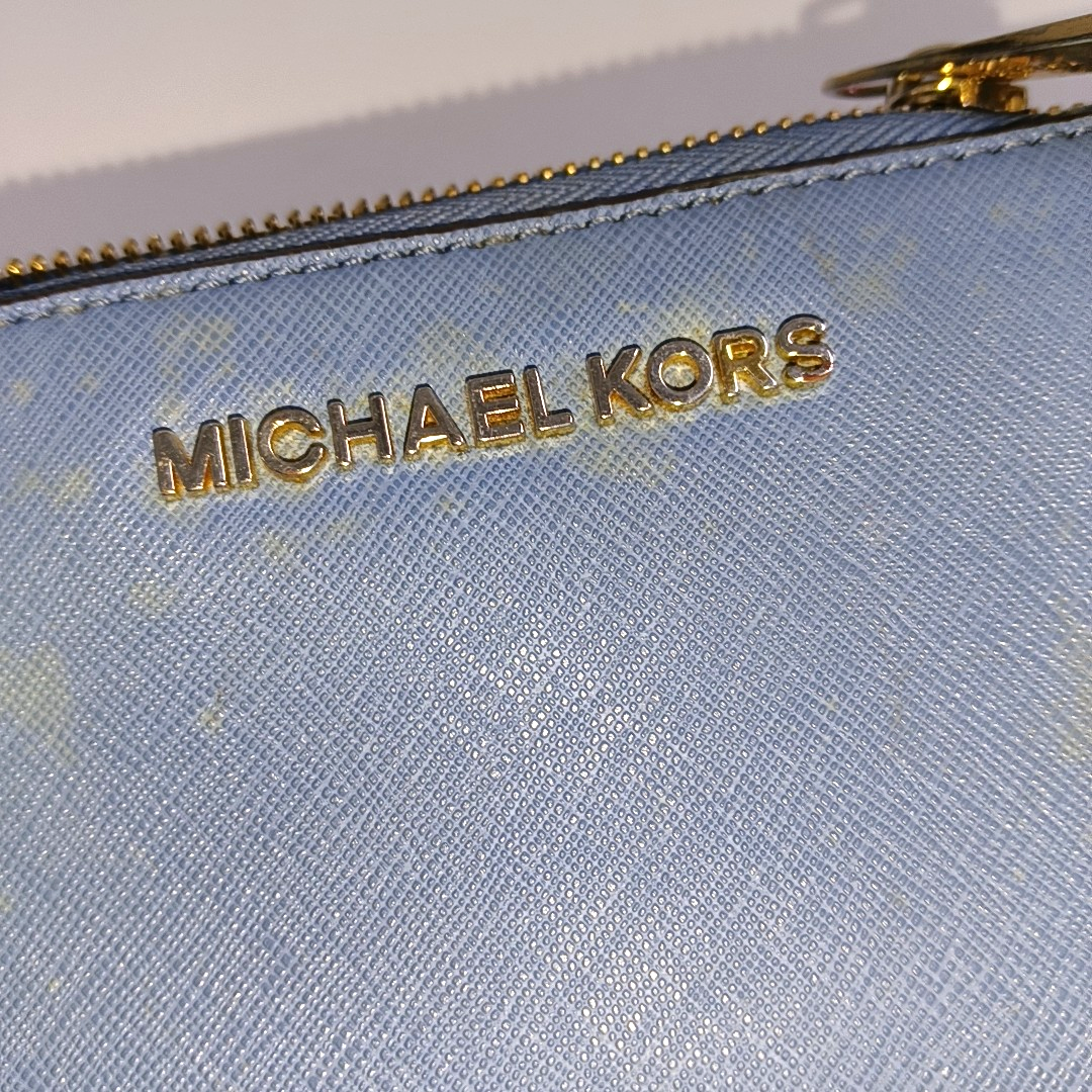 MICHAEL KORS Jet Set TravelDark blue leather textured wallet-(SKU)-940976850