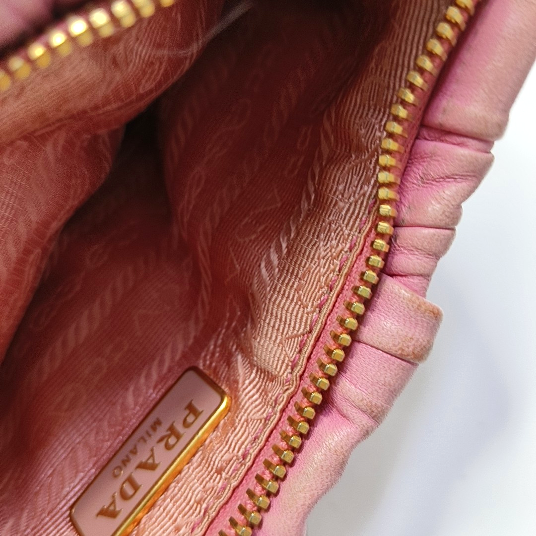 PRADA Pink Lamb Leather Quilted Handbag Golden hardware-(SKU)-949249347