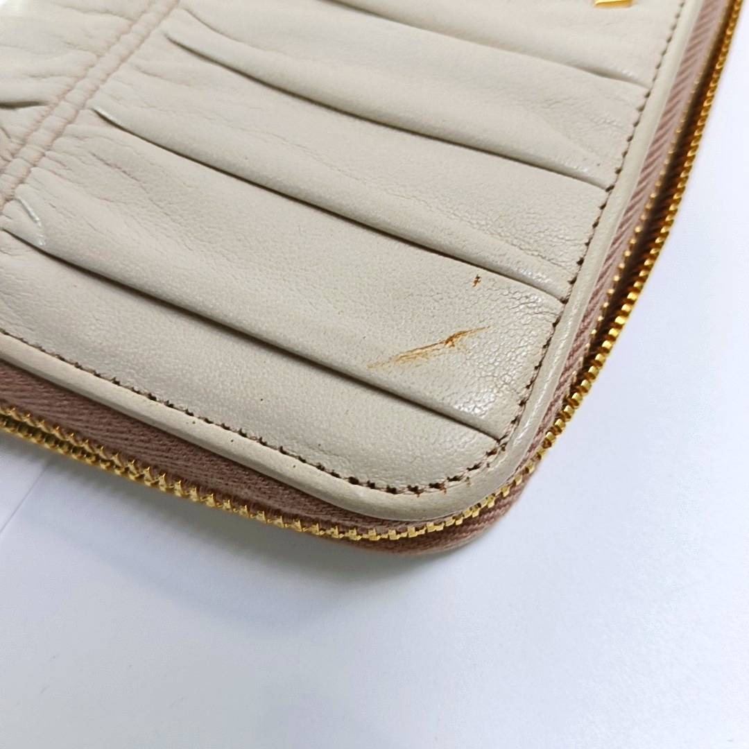 PRADA Beige Lamb Leather Quilted Wallet Golden hardware-(SKU)-955711788