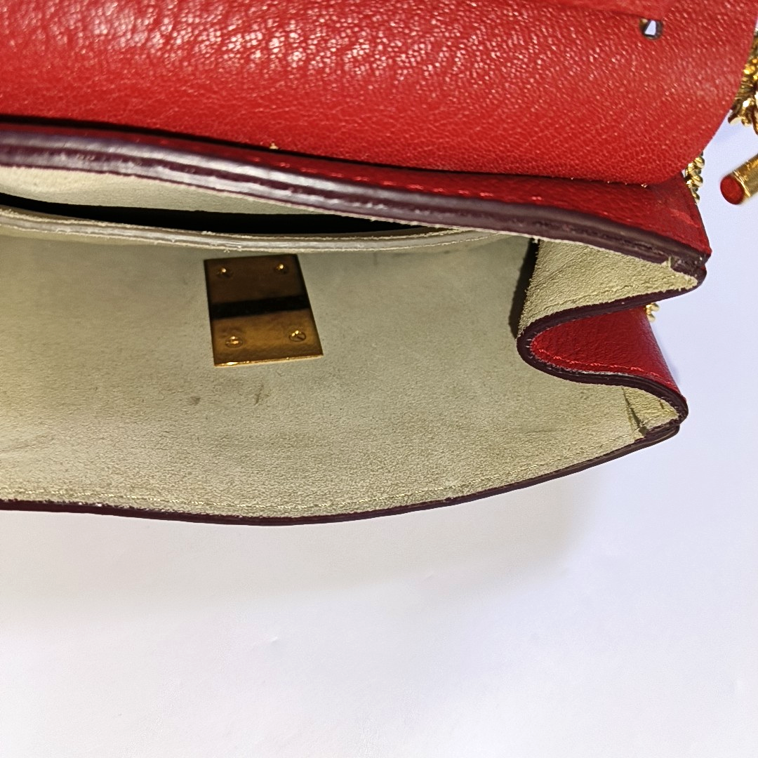 Chloé Drew mini Red Leather Piggy Bag Crossbody Single Shoulder Bag Golden hardware Removable shoulder strap-(SKU)-958915353