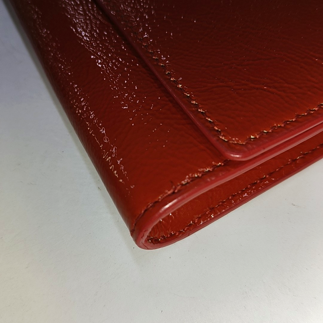 YSL BELLE JOUR Orange Patent Leather Embossed Clutch Golden hardware-(SKU)-931375952