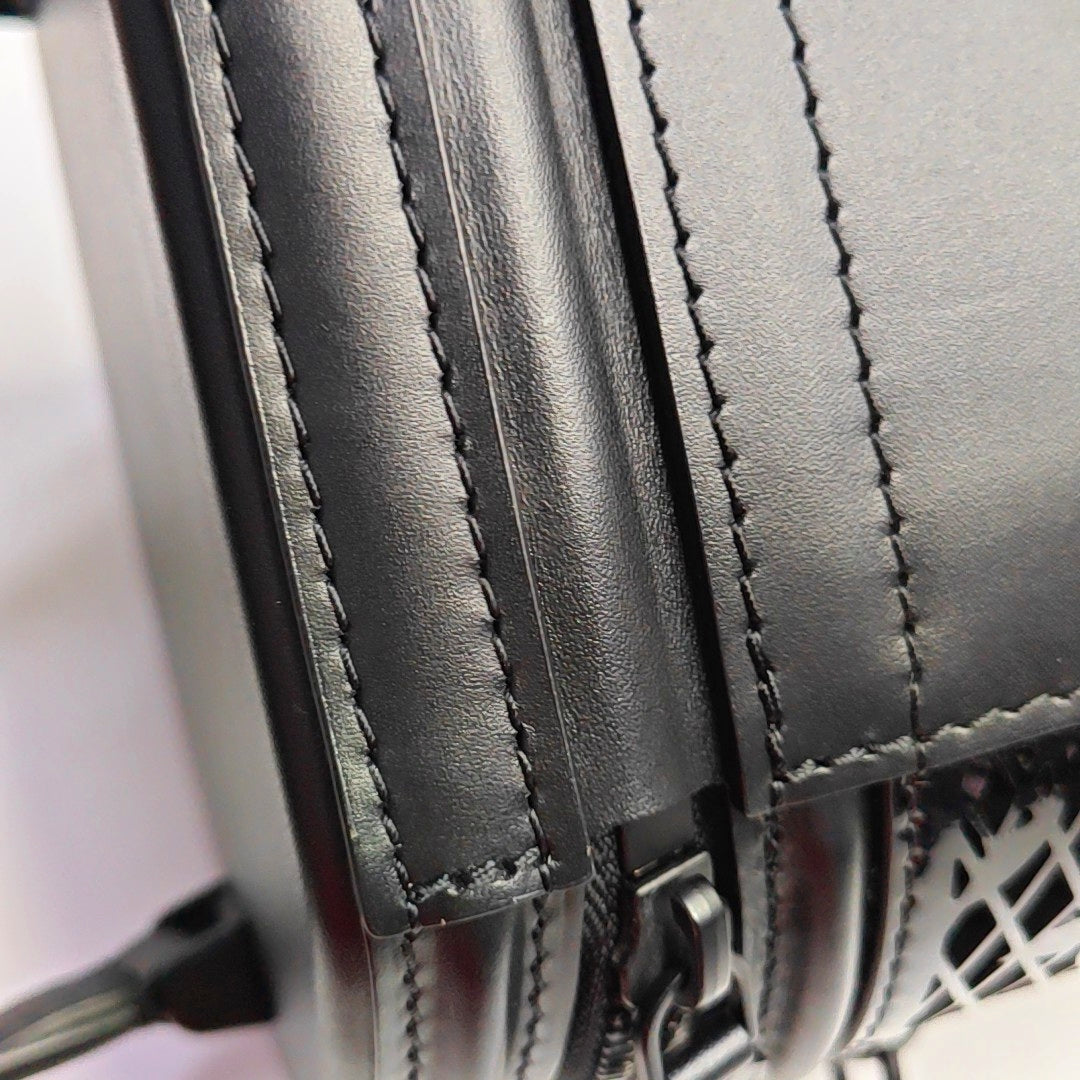 LOUIS VUITTON CANNES Black Calfskin Leather Monogram Cutout Money Can’t Buy Crossbody Shoulder Bag Tote Bag Black Hardware Removable Shoulder Strap-(SKU)-969797691