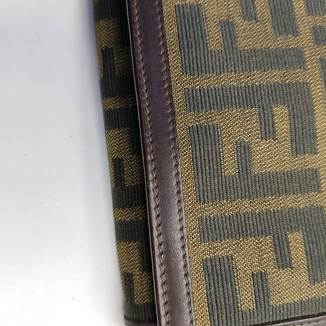 FENDI 棕色帆布双F钱包-(SKU)-952489575