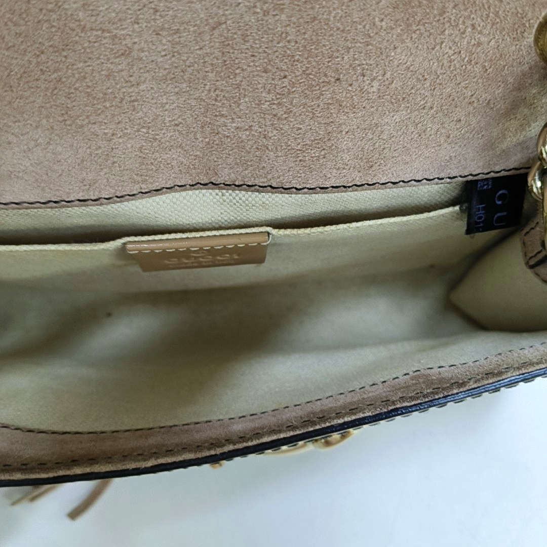 GUCCI Emily Chain Small size Brown Patent Leather Horse Bit Single Shoulder Bag Golden hardware-(SKU)-954647848