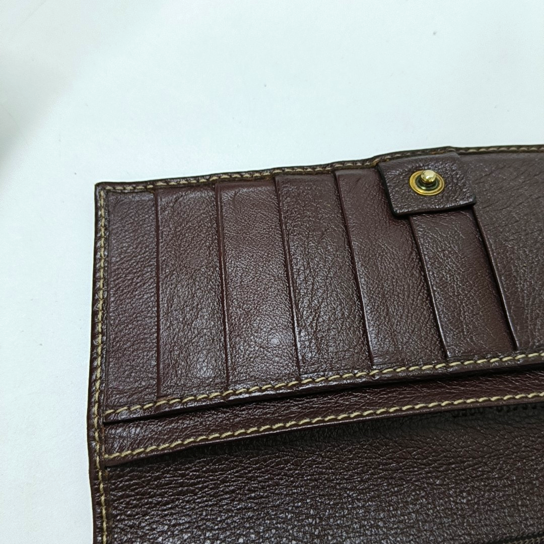 GUCCI Dark Brown Cowhide Monogrammed Texture Wallet Golden hardware-(SKU)-939278026