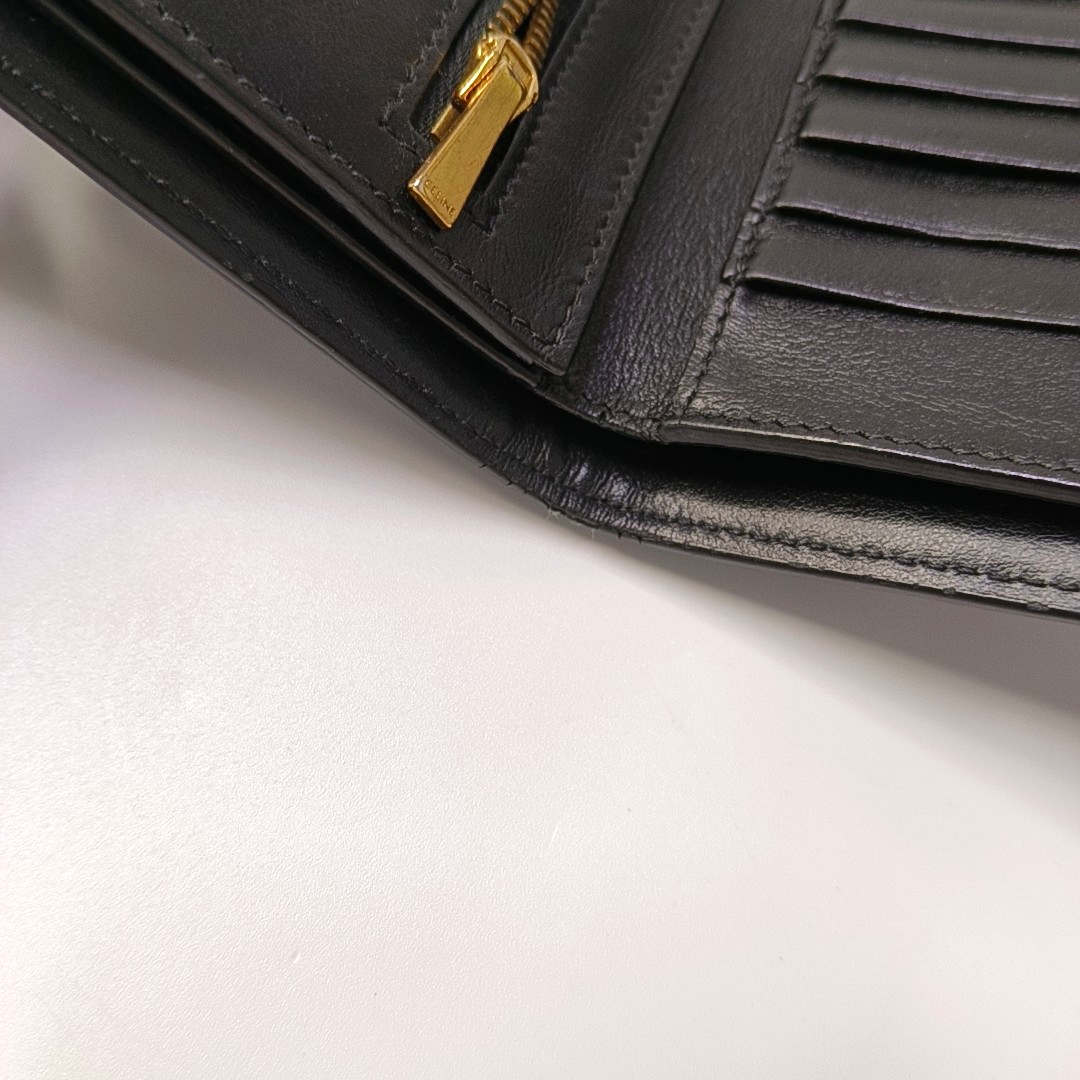 CELINE Medium size Black Cowhide Wallet Golden hardware-(SKU)-957043461