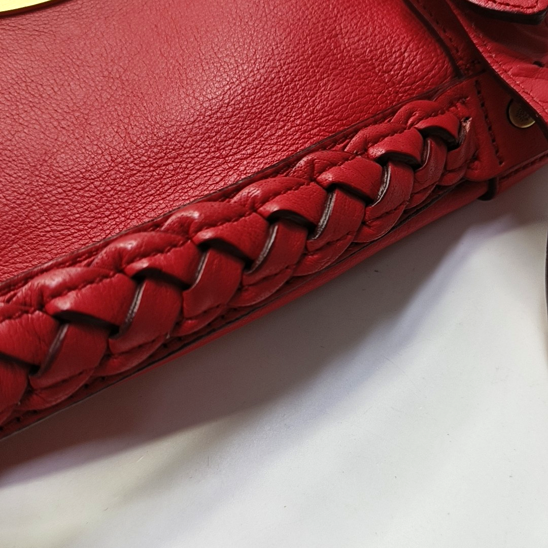 Mulberry Alexa Red Cowhide Single Shoulder Bag Handbag Crossbody Bag Golden hardware Removable shoulder strap-(SKU)-951491621