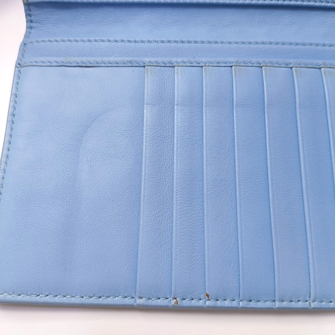 BOTTEGA VENETA Light Blue Lamb Leather Woven Wallet Black hardware-(SKU)-957556480
