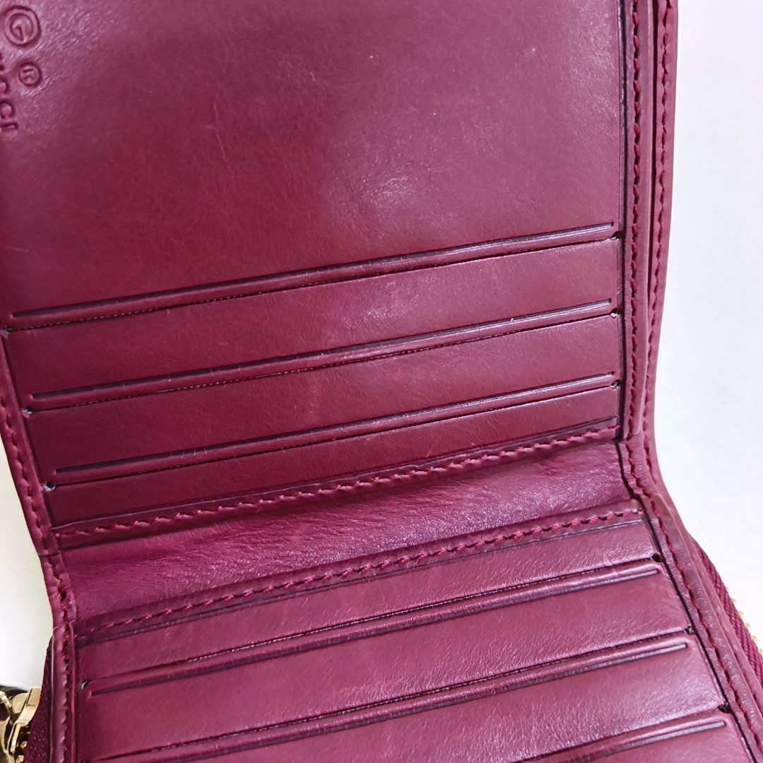 GUCCI Burgundy Leather Embossed Wallet Golden hardware-(SKU)-959773258
