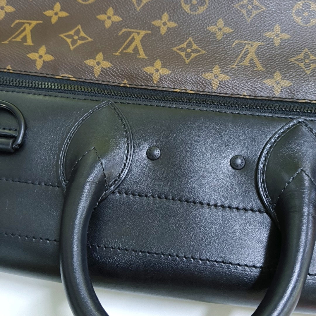 LOUIS VUITTON STEAMER Brown Coated Canvas Monogram Shoulder Bag Tote Bag Crossbody Bag Black Orange Hardware Removable Strap-(SKU)-967590852