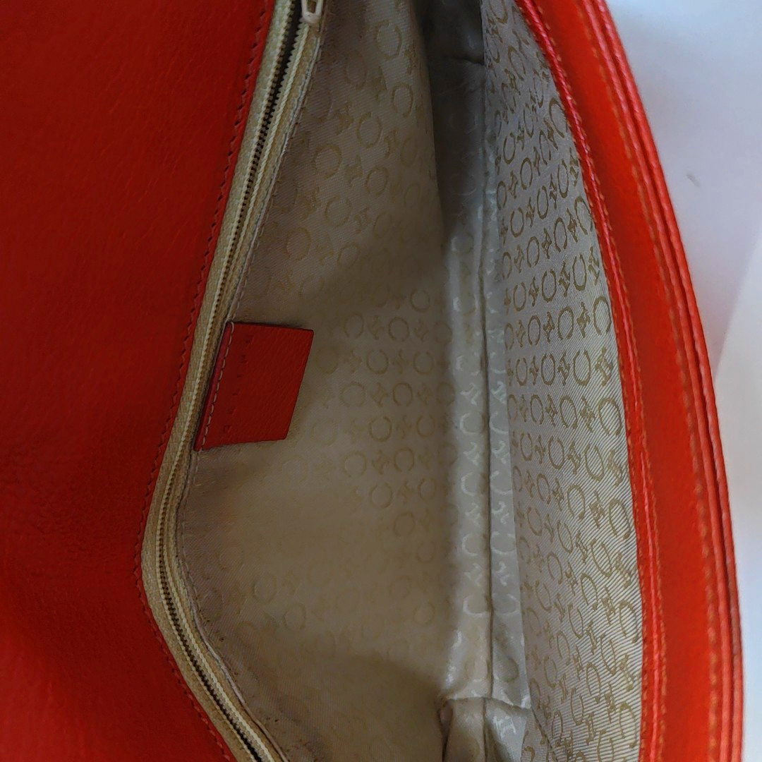 CELINE Red Calf Leather Crossbody Shoulder Bag Tote Golden hardware-(SKU)-941984200