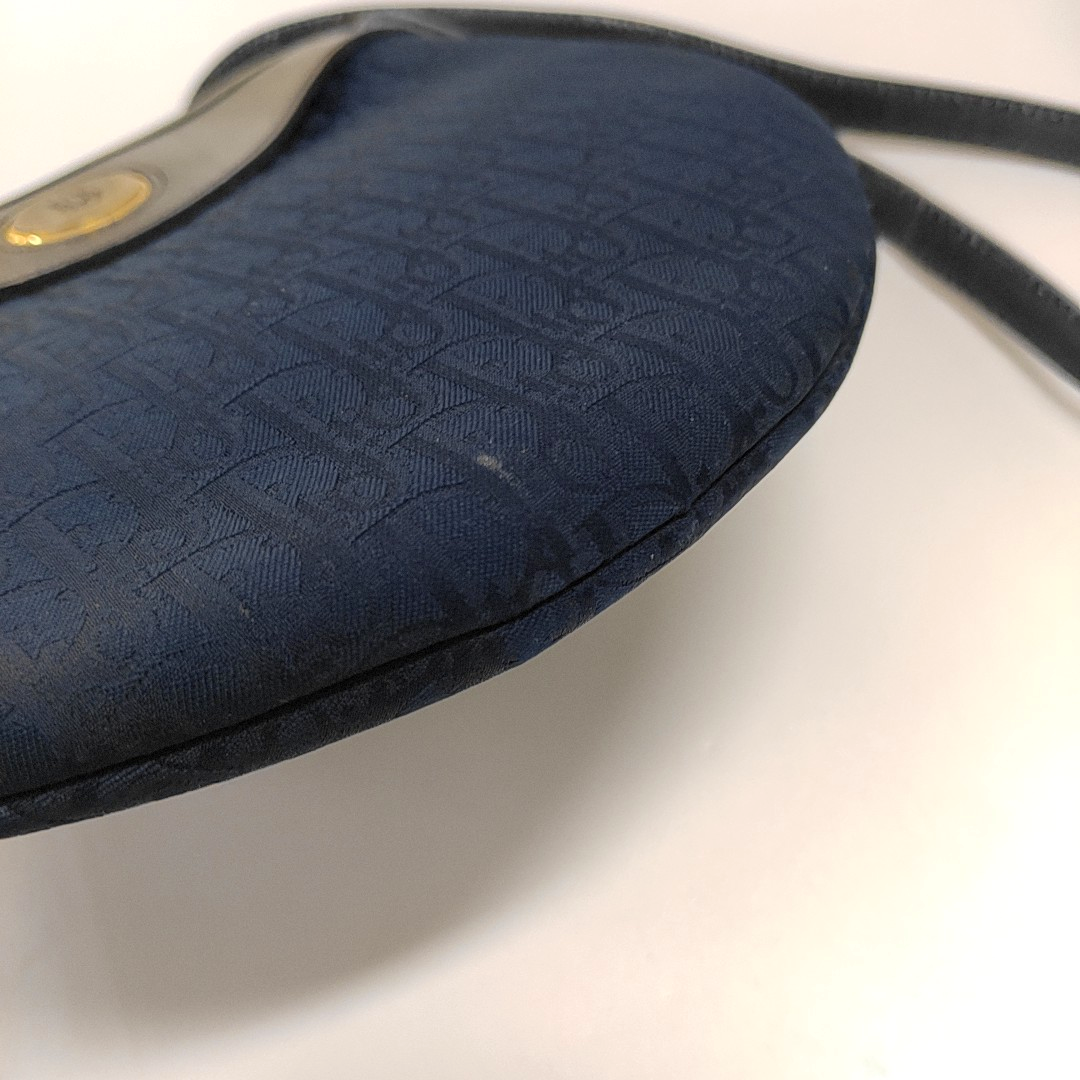 DIOR Dark Blue Canvas Monogram Crossbody Bag Single Shoulder Bag Golden hardware Vintage model-(SKU)-11199594