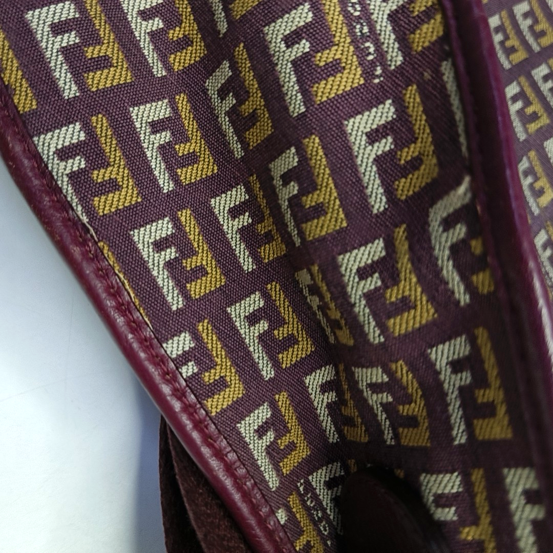 FENDI 棕色帆布双FShoulder Bag Handbag Golden hardware-(SKU)-944776879