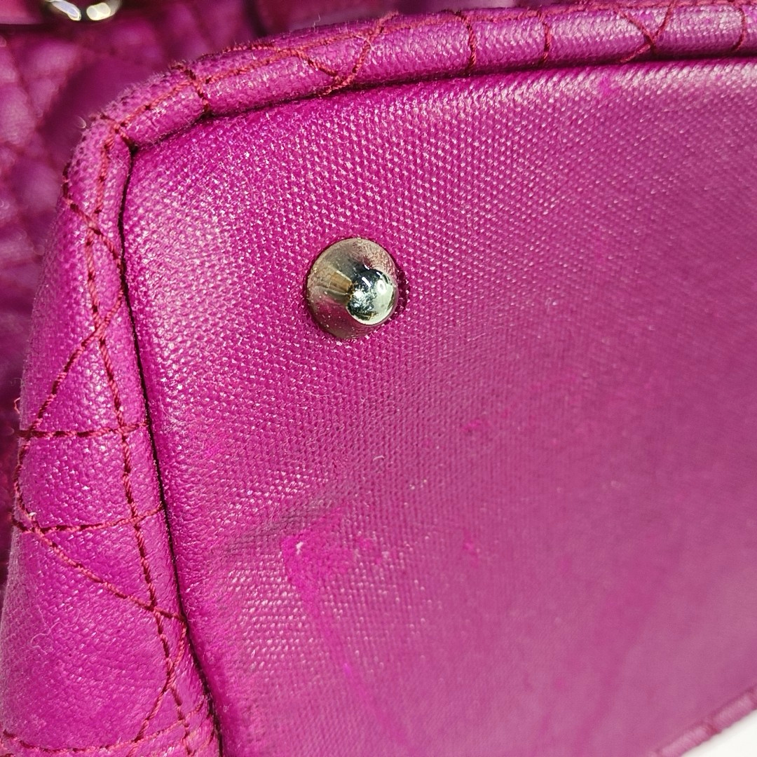 DIOR Panarea Cerise Coated Canvas Weave Pattern Jacquard Single Shoulder Bag Handbag Silver Hardware-(SKU)-954096914