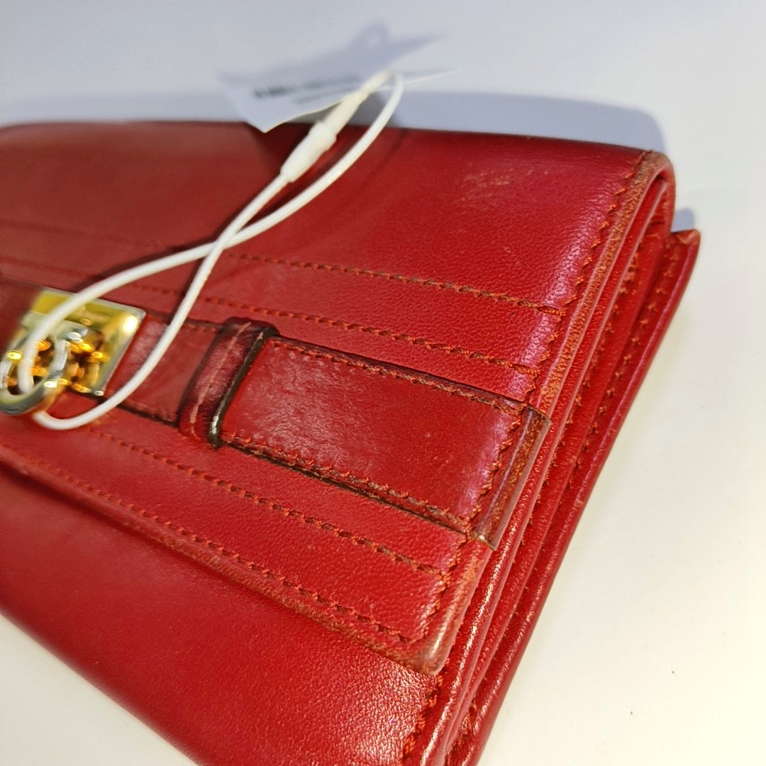 FERRAGAMO Red Leather Wallet Golden hardware-(SKU)-940253959