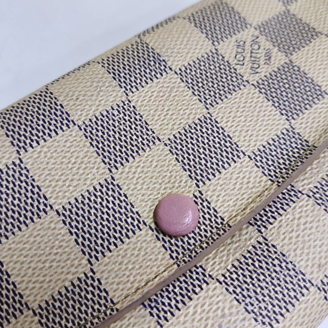 LOUIS VUITTON EMILIE White Coated Canvas Checkered Wallet Golden hardware-(SKU)-954698850
