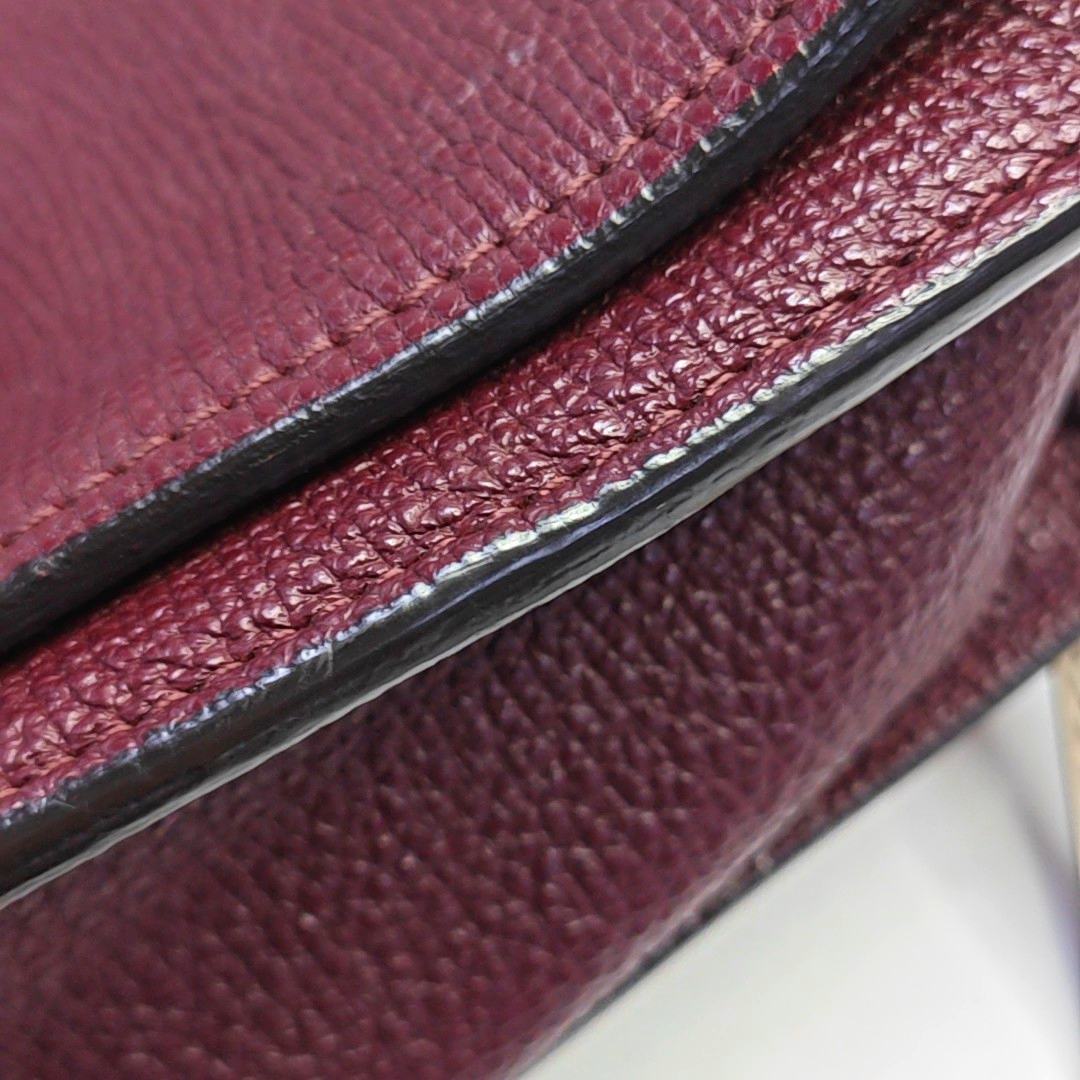 BURBERRY Macken Small size Burgundy Cowhide Single Shoulder Bag Crossbody Bag Silver Hardware Removable shoulder strap-(SKU)-947140810