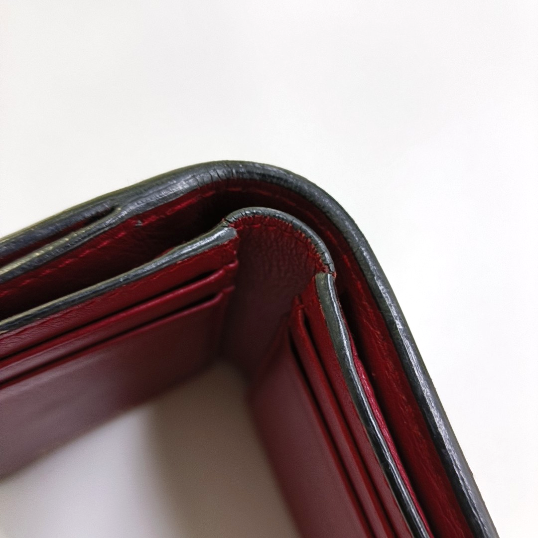 DIOR Burgundy Calfskin Leather Wallet Golden hardware-(SKU)-956370493