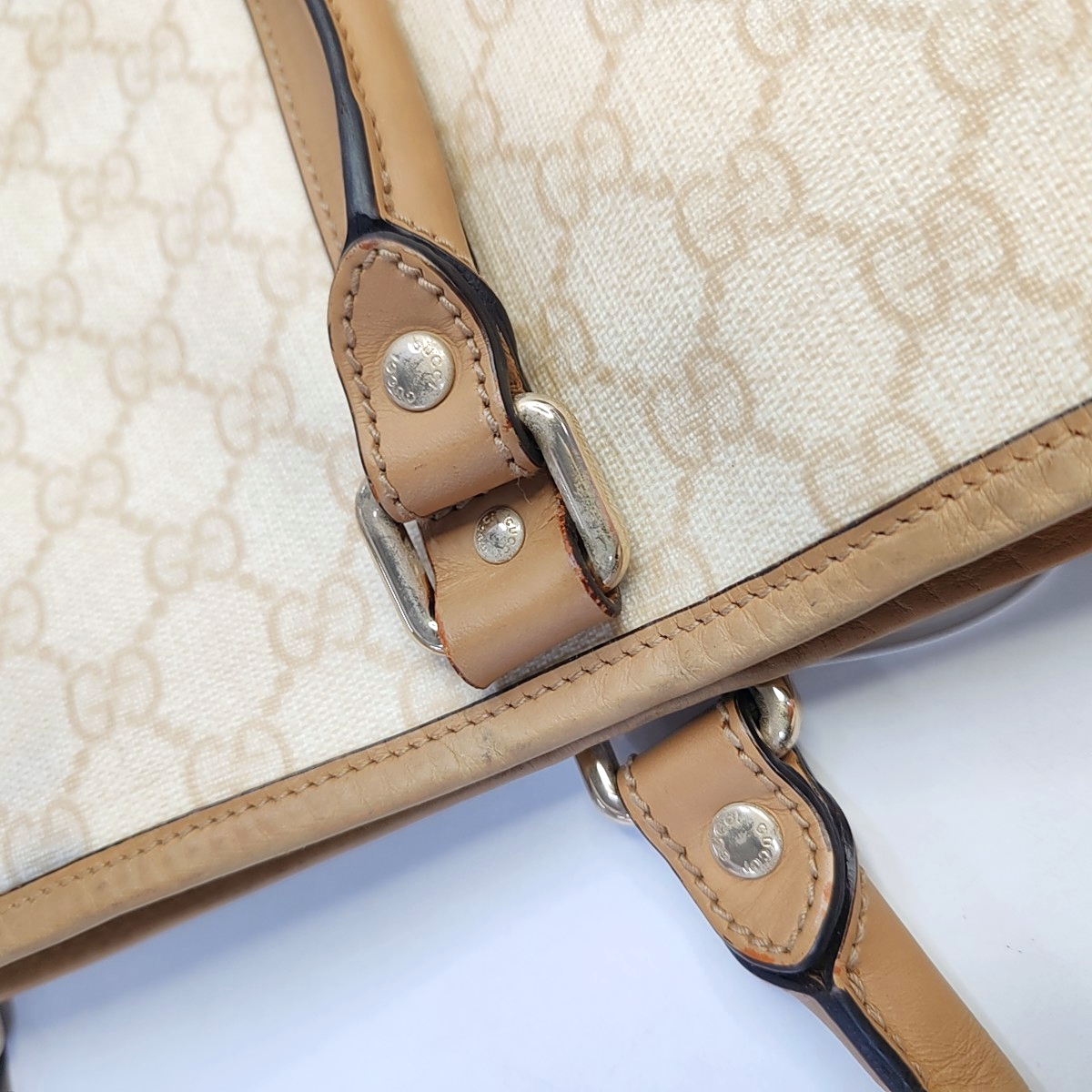 GUCCI Shima Tote Beige Coated Canvas Monogrammed Printed Single Shoulder Bag Handbag Golden hardware-(SKU)-947608449