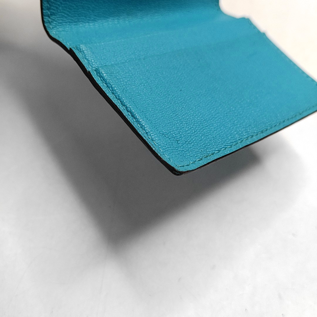 HERMÈS Tanzanian BlueChèvre MysoreGoat Leather Card Case 🄾stamp-(SKU)-944678521