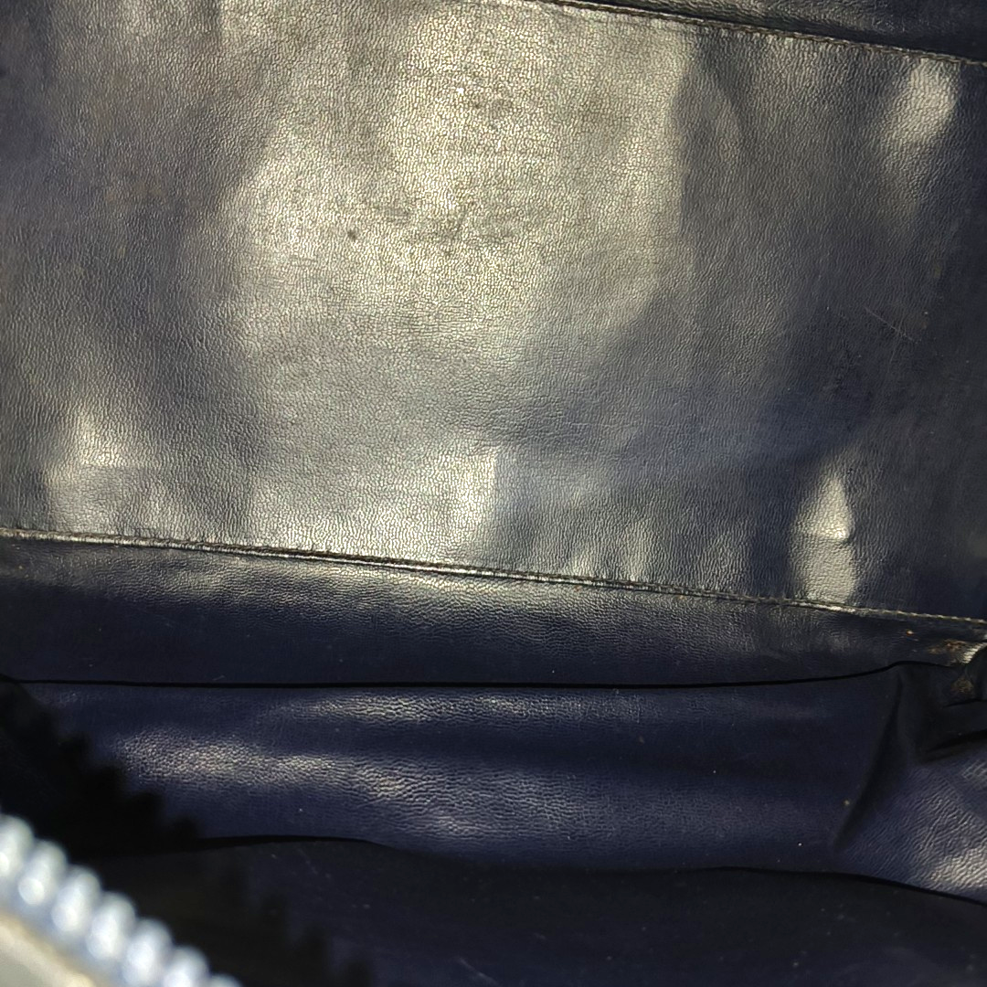 CELINE Dark Blue Canvas Triumphal Arch Handbag Golden hardware-(SKU)-933886003