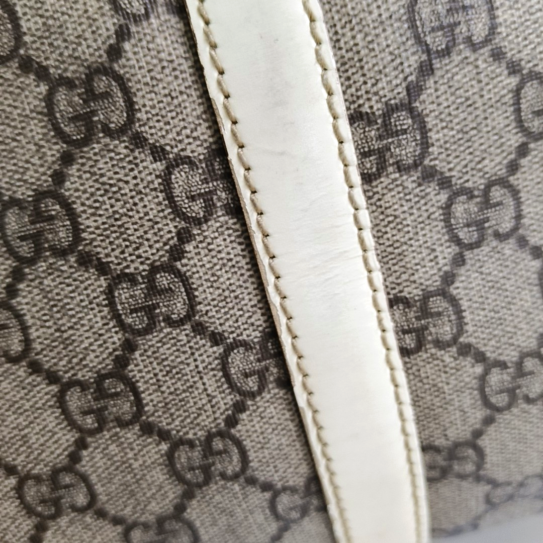 GUCCI Beige Coated Canvas Monogrammed Tote Bag Golden hardware-(SKU)-958959380