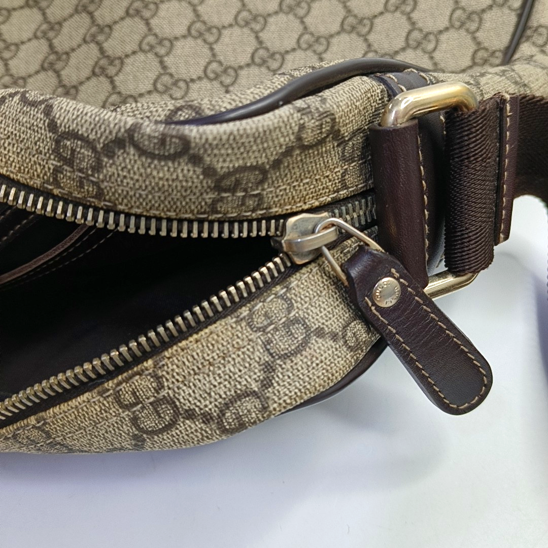 GUCCI GG Supreme Ebony Coated Canvas Monogram Shoulder Bag Golden hardware-(SKU)-948601778