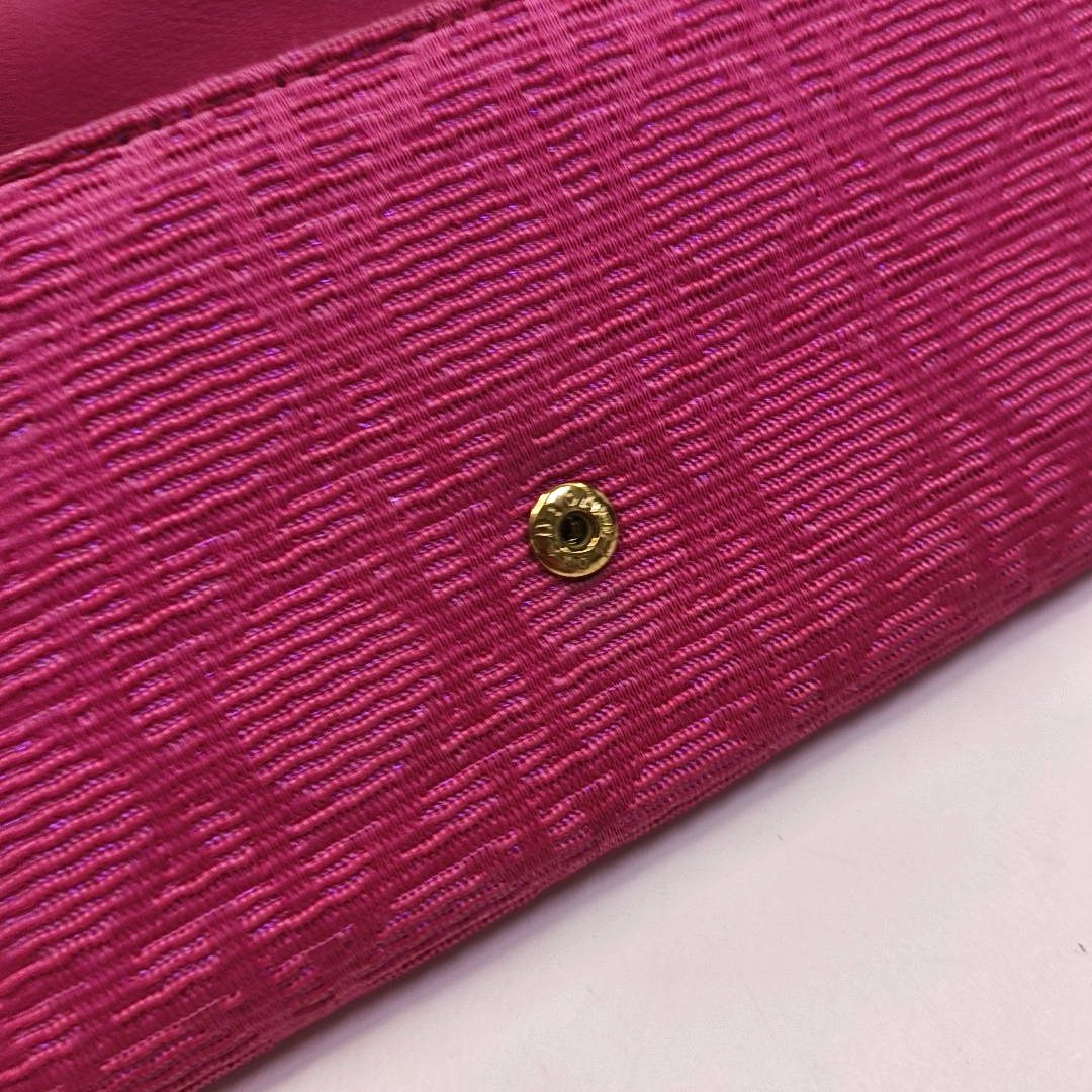 DIOR Fuchsia Fabric Wallet Golden hardware-(SKU)-959328044