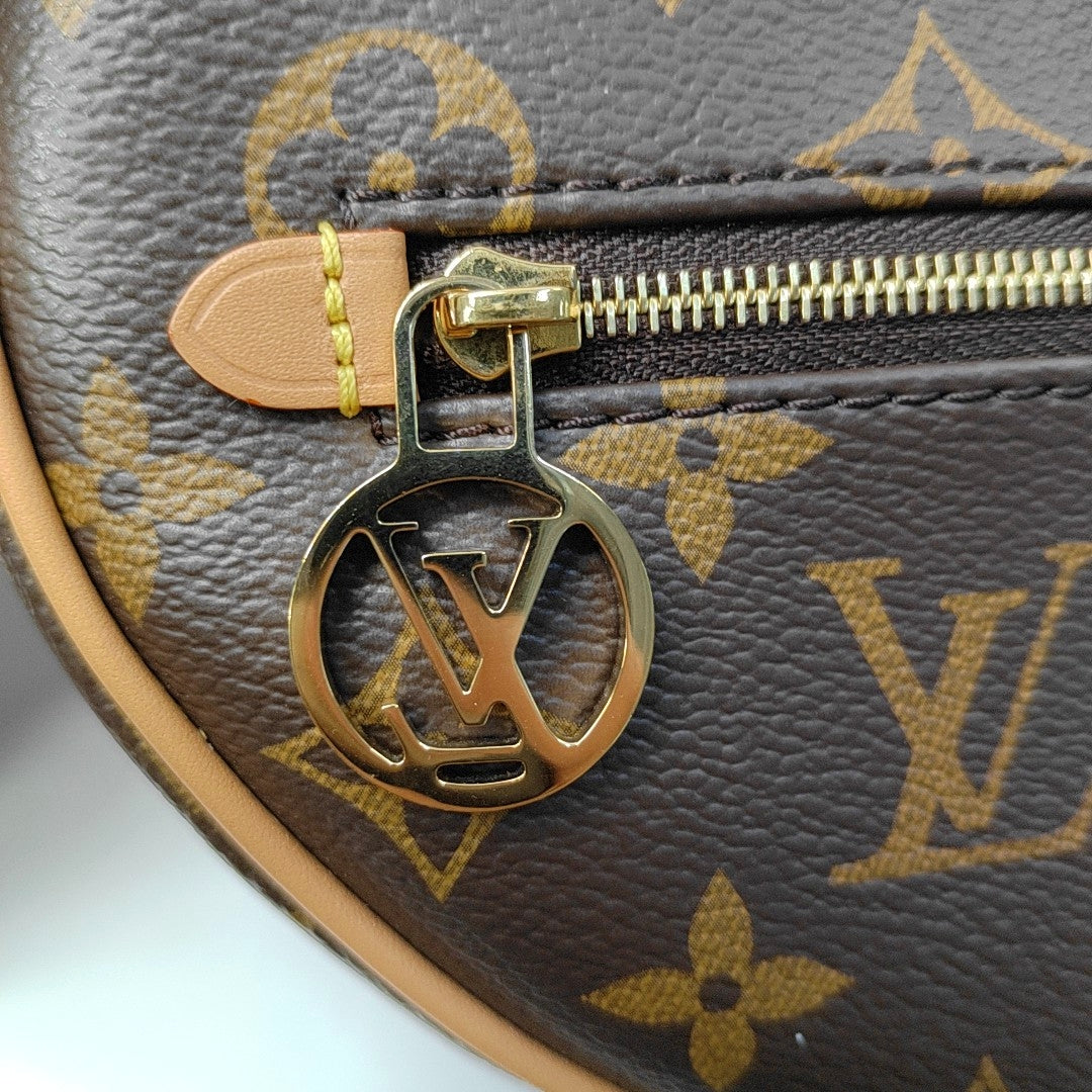LOUIS VUITTON LOOP Brown Coated Canvas Monogram Pea Bag Shoulder Bag Crossbody Strap with 2 Removable Straps Accessories Included-(SKU)-968827015